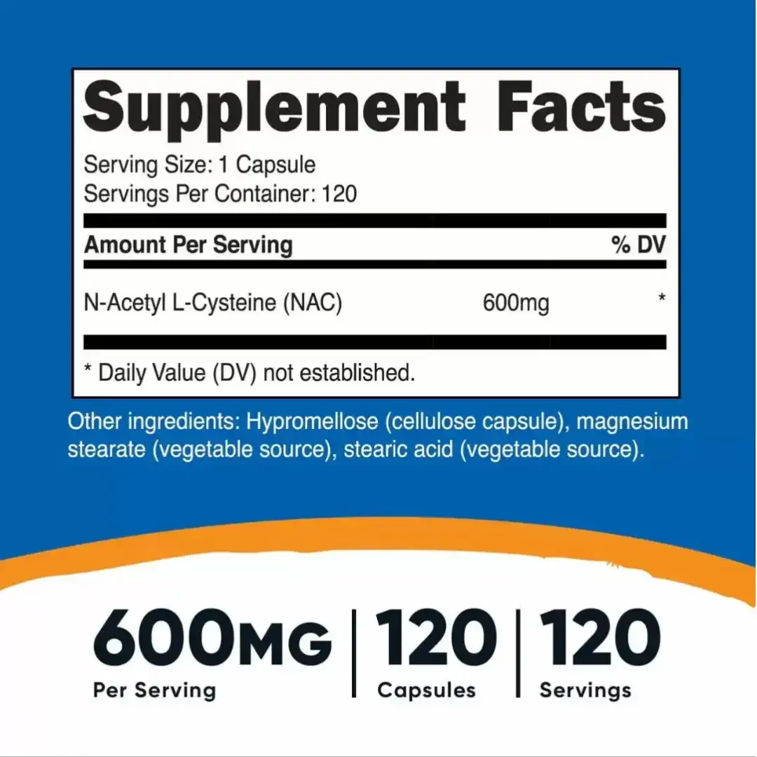 N-Acetilcisteina (NAC) 120 Tabletas Nutricost