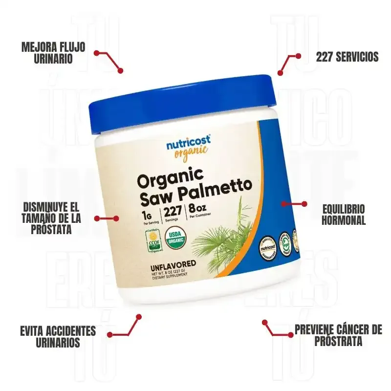 Saw Palmetto Polvo Organico 8 Onzas Nutricost