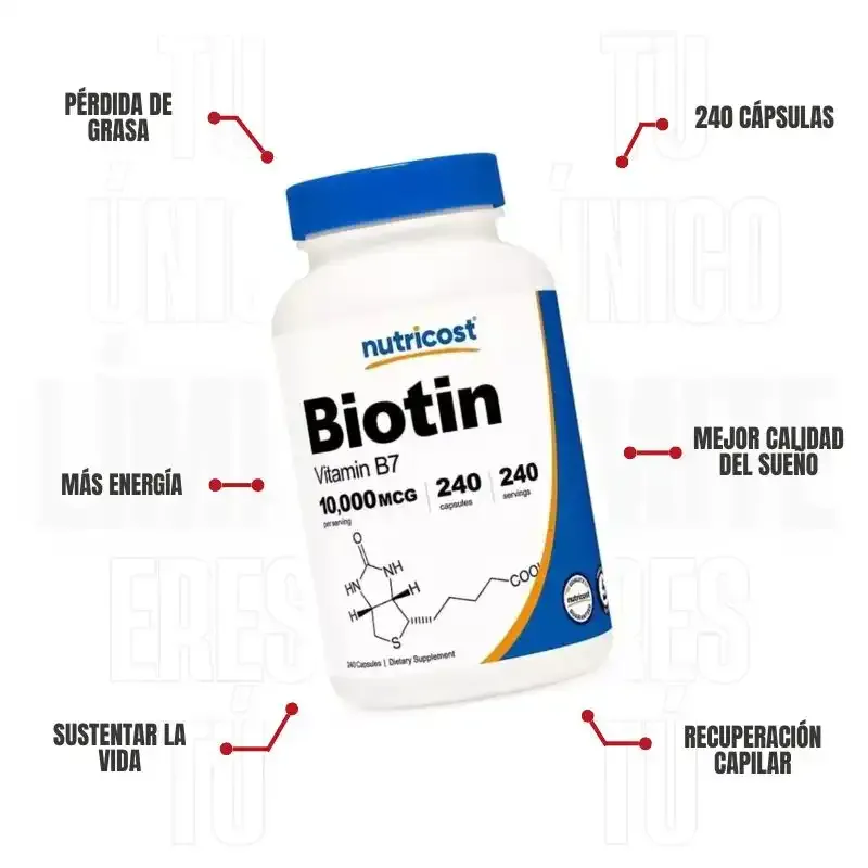 Biotin 10000 Mcg 240 Capsulas Nutricost