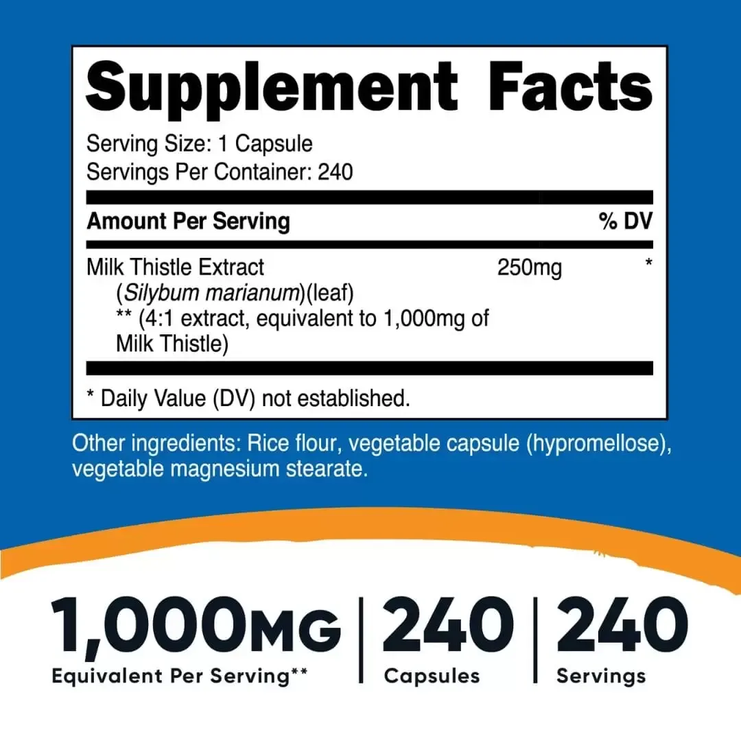 Silimarina Milk Thistle 240 Capsulas Nutricost