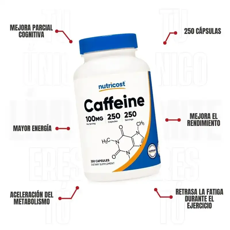 Cafeina Nutricost 100 Mg 250 Capsulas