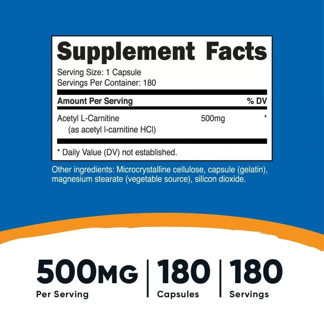 Acetyl L-Carnitina 180 Capsulas Nutricost