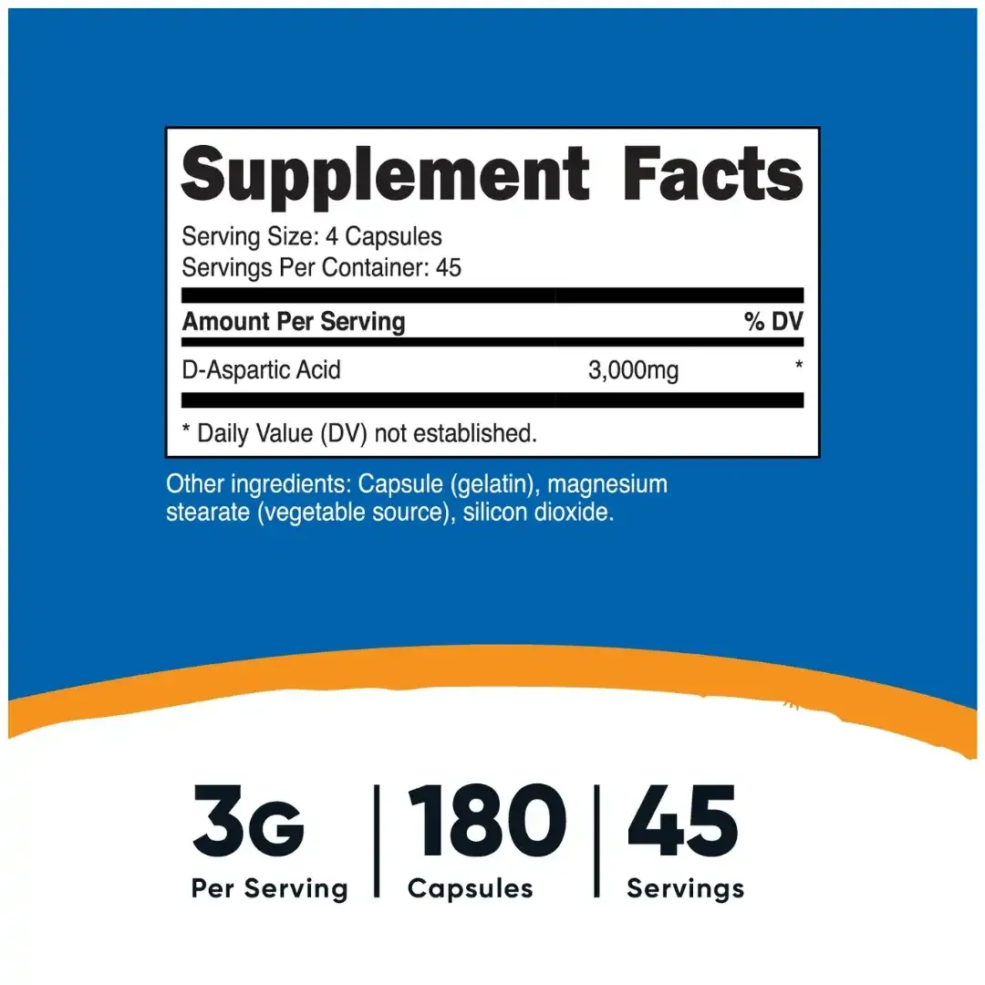 D- Aspartic 180 Capsulas Nutricost