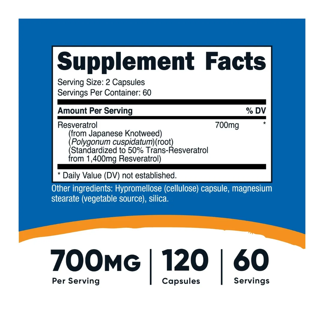 Resveratrol 700 Mg 120 Capsulas Nutricost