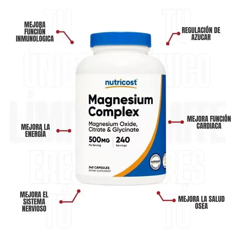 Magnesio Complex 500 Mg 240 Capsulas Nutricost