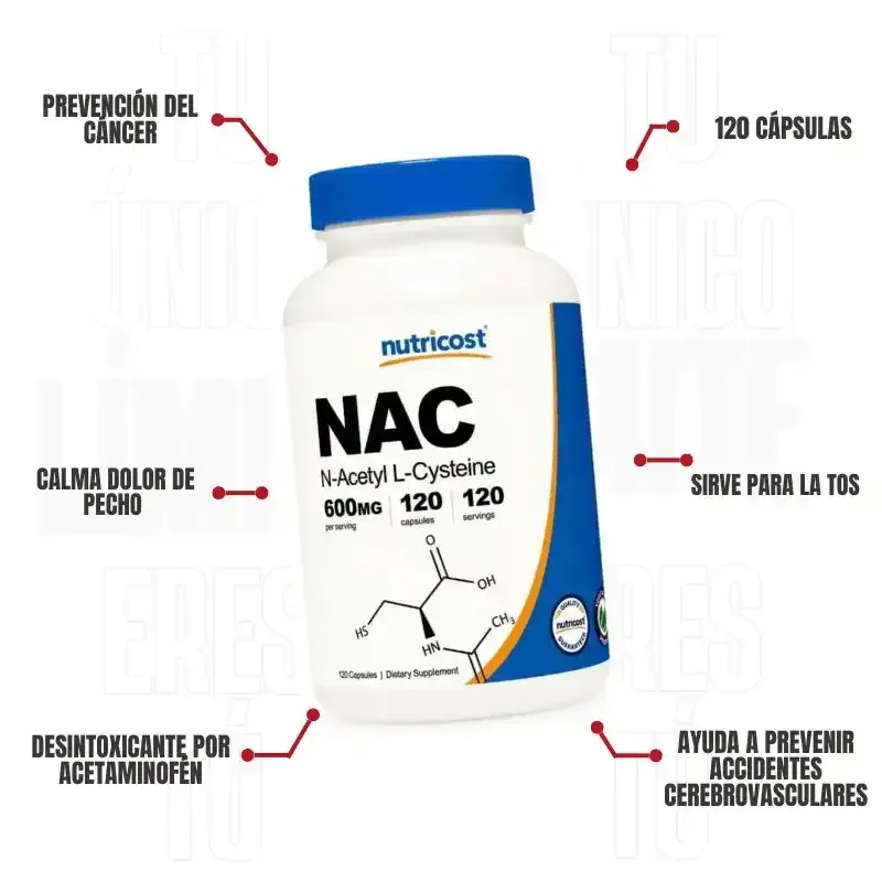 N-Acetilcisteina (NAC) 120 Tabletas Nutricost