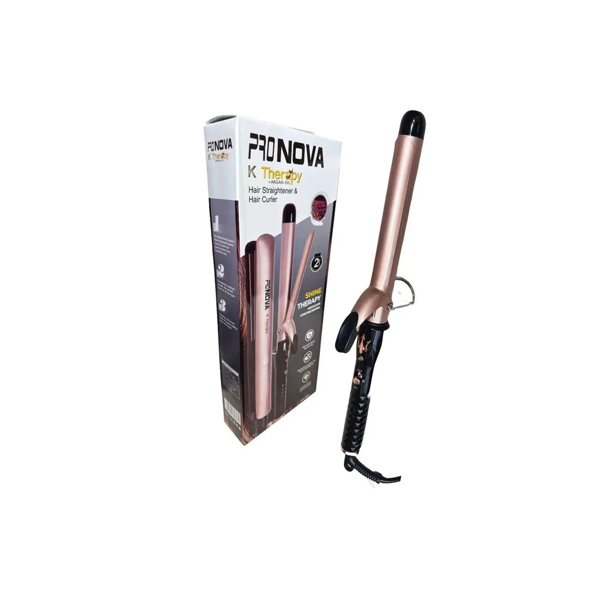 Combo Para Cabello Plancha Con Pinza Rizadora ProNova 2603