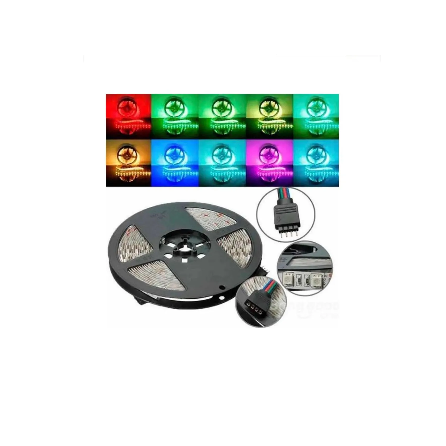 Cinta Led Adhesiva Multicolor Con Control y Adaptador