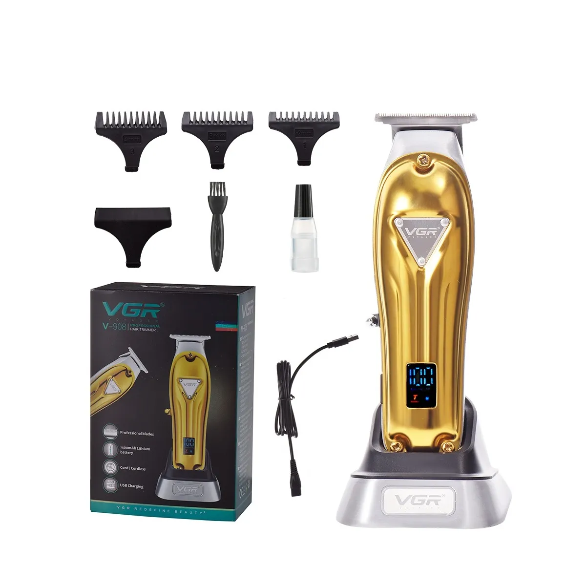 Maquina Professional Para Cabello VGR V908 Con Pantalla LCD