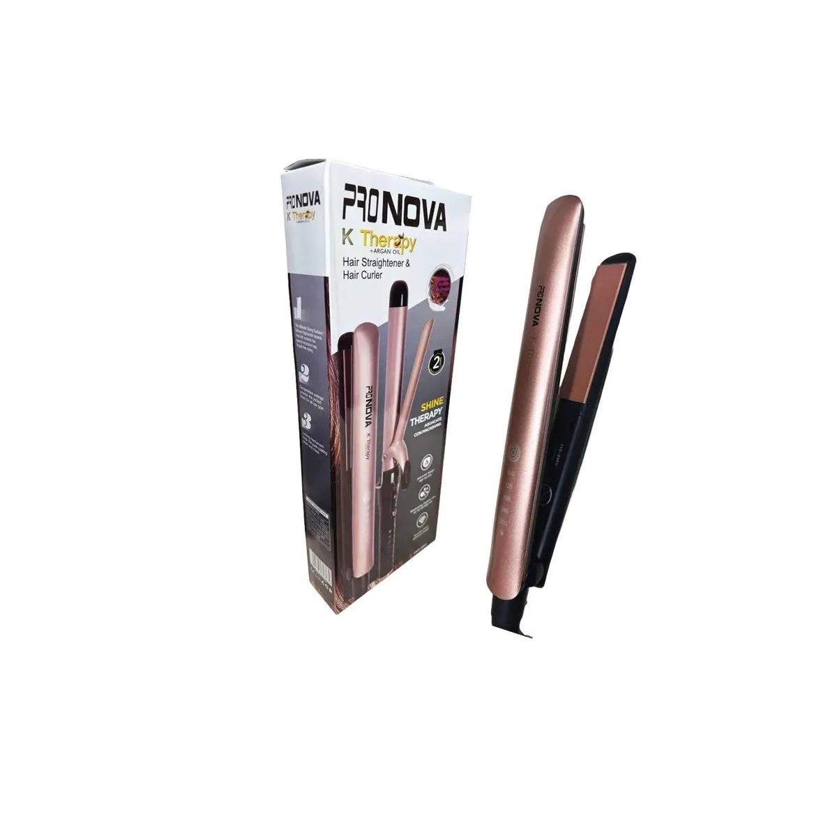 Combo Para Cabello Plancha Con Pinza Rizadora ProNova 2603