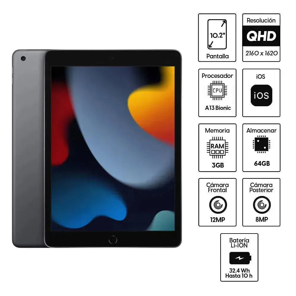 Apple Ipad 9ª 10.2" Novena  Generacion Tablet chip A13 Bionic pantalla Retina 