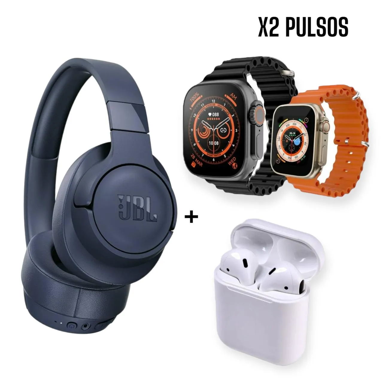 Smartwatch Reloj inteligente + Diadema JBL + Audífonos Bluetooth  i12