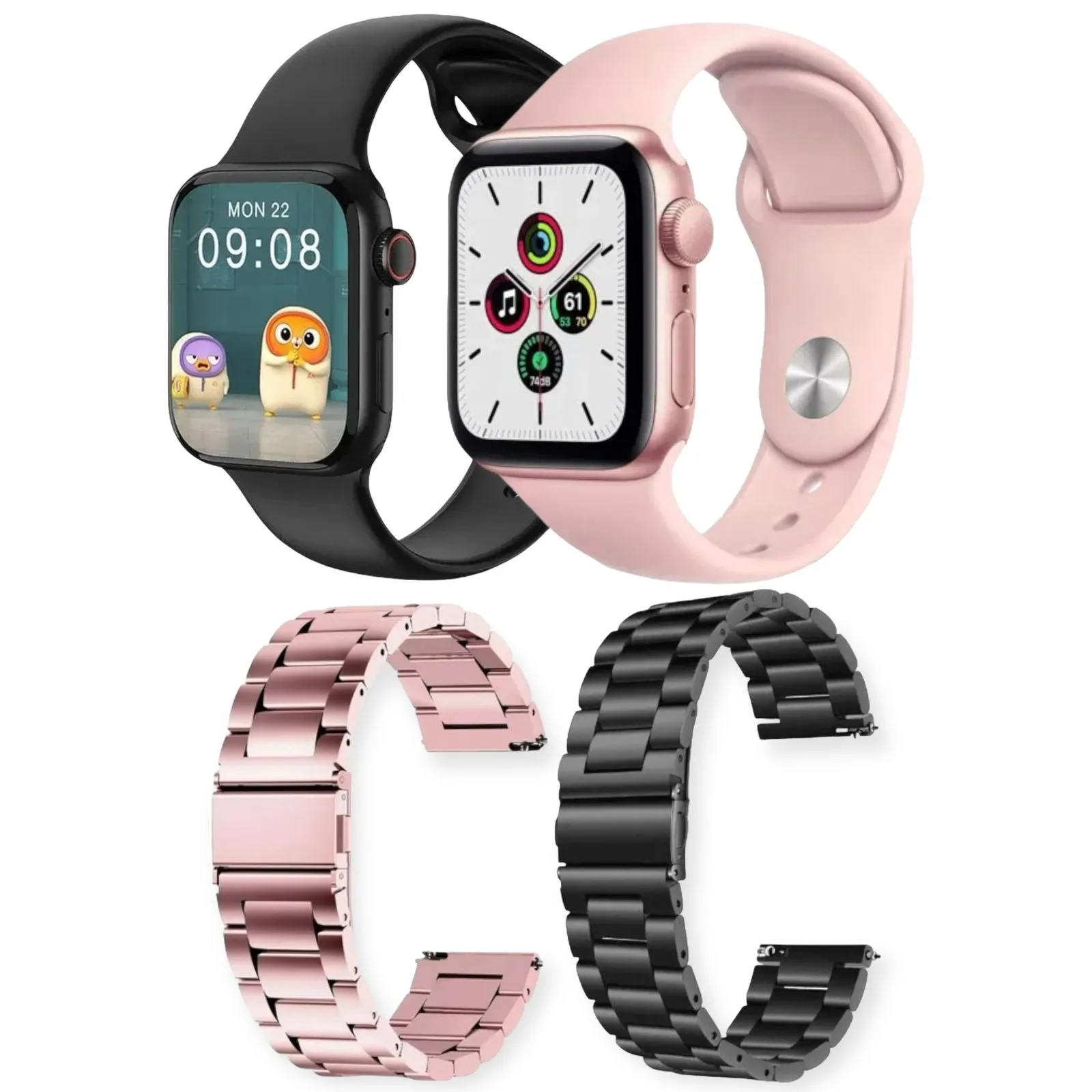 Combo Smartwatch Reloj Inteligente Pareja + 4 Pulsos