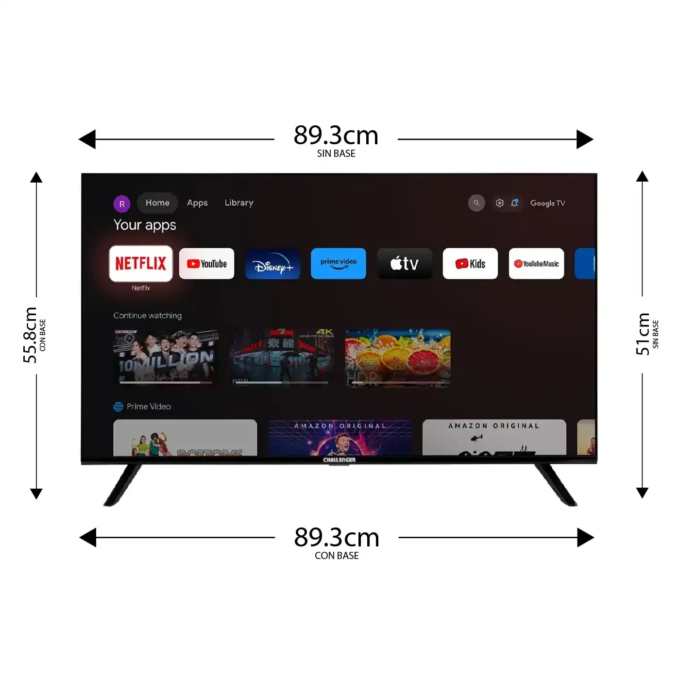 Televisor 40 Pulgadas Challenger Android TV FHD Smart TV Bluetooth - Netflix - LED 40TG79 BT ANDROID T2