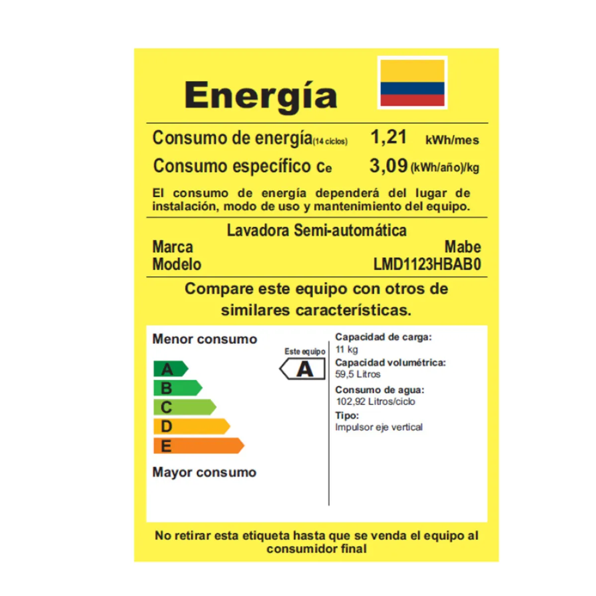 Lavadora Semiautomática Propela 11 Kg Blanca Mabe - LMD1123HBAB0