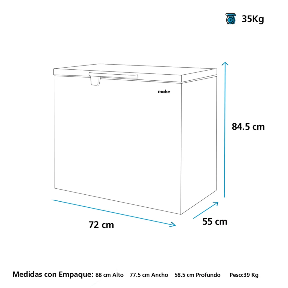 Congelador Horizontal 145 L Brutos Blanco Mabe - Alaska145BH