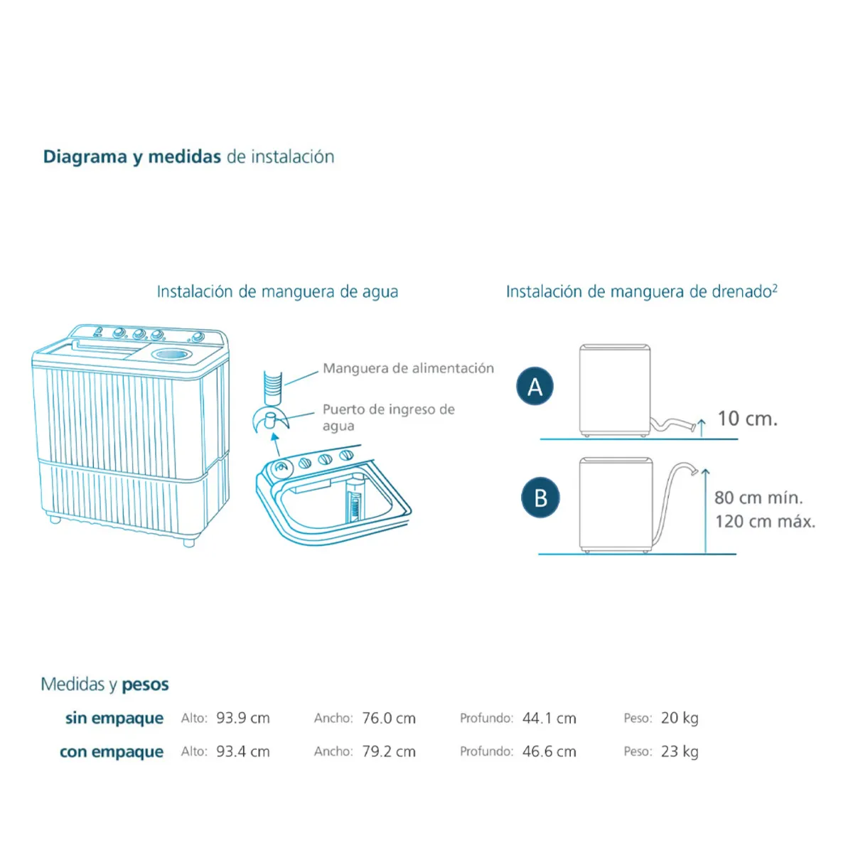 Lavadora Semiautomática Propela 11 Kg Blanca Mabe - LMD1123HBAB0