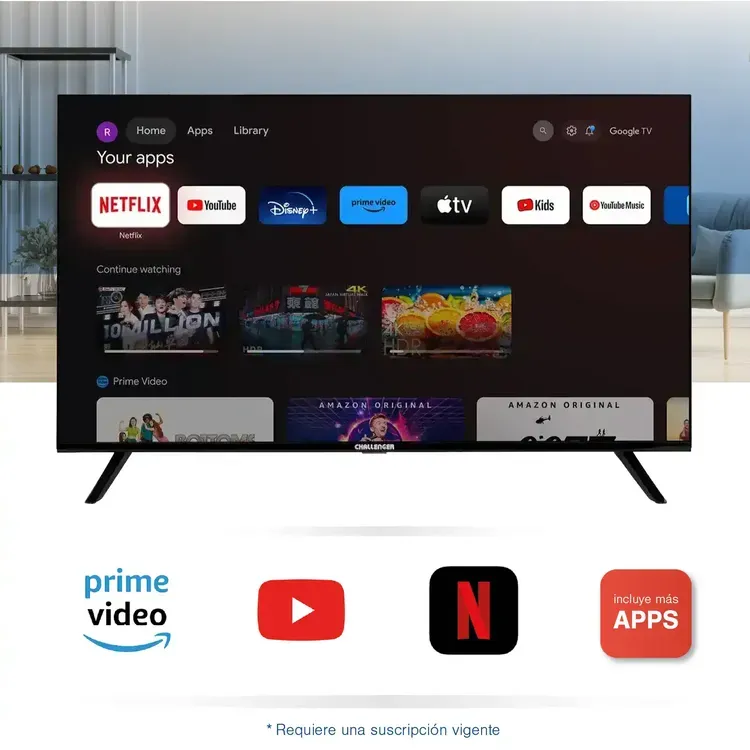 Televisor 40 Pulgadas Challenger Android TV FHD Smart TV Bluetooth - Netflix - LED 40TG79 BT ANDROID T2