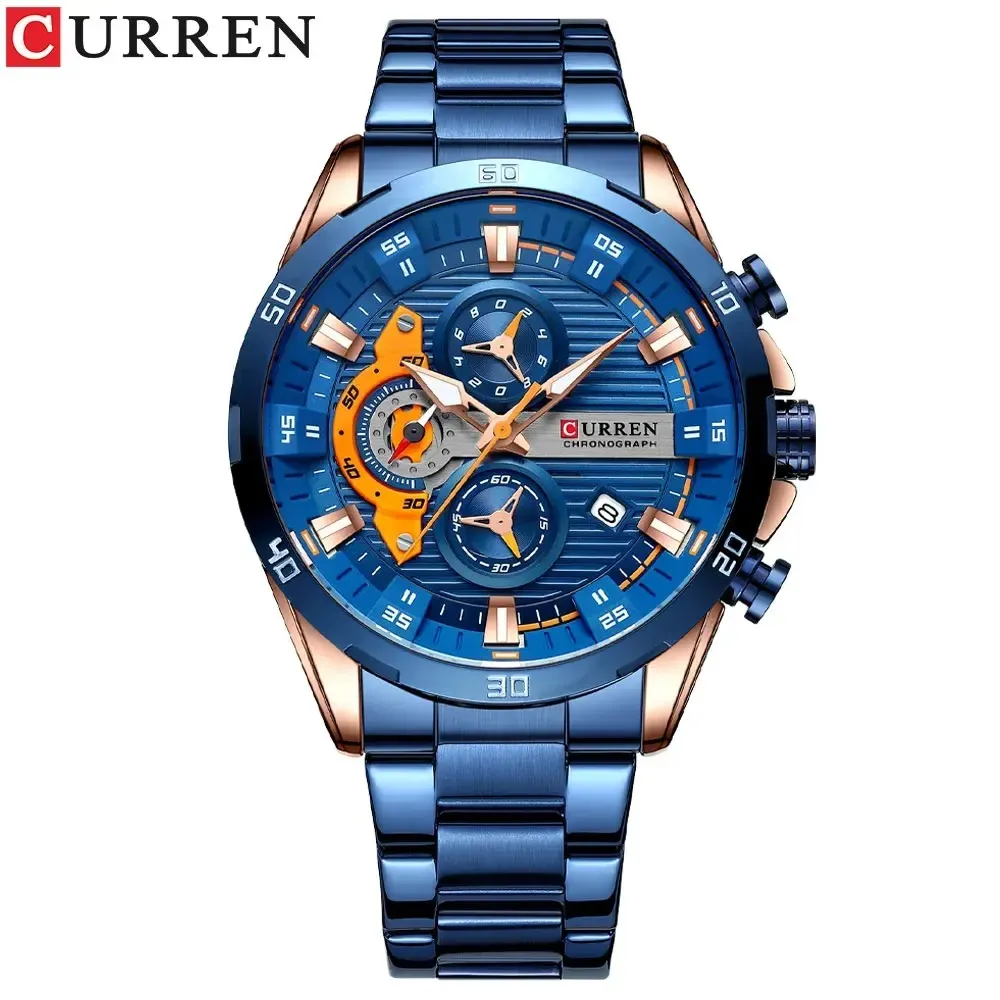 Reloj Curren 8402 Original Para Caballero (Azul Con Dorado)