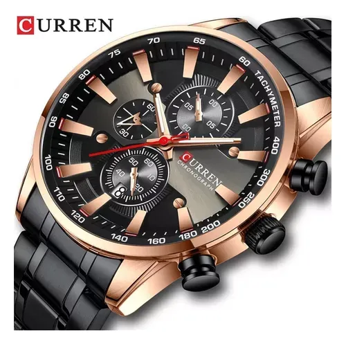 Reloj Curren 8351 Original Para Caballero (Negro Con Dorado)