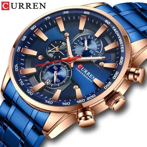 Reloj Curren 8351 Original Para Caballero (Azul Con Dorado)