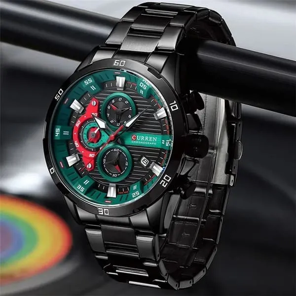 Reloj Curren 8402 Original Para Caballero (Verde Con Negro)