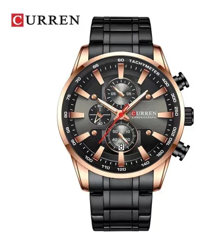 Reloj Curren 8351 Original Para Caballero (Negro Con Dorado)