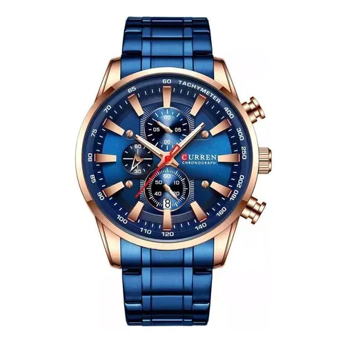 Reloj Curren 8351 Original Para Caballero (Azul Con Dorado)