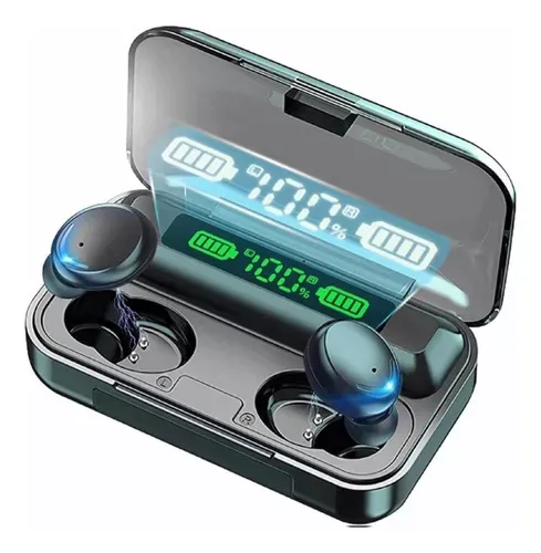 Audífonos in-ear gamer inalámbricos TWS F9-5 BTH-F9-5 negro con luz verde LED