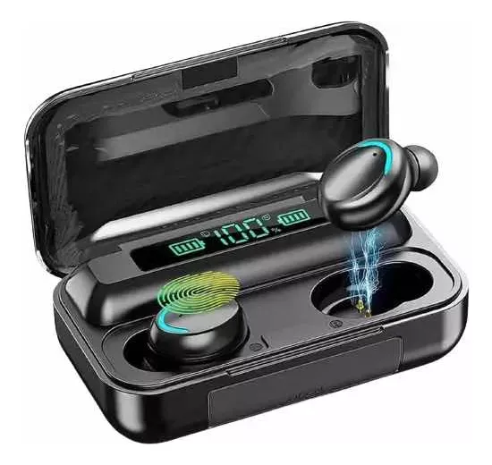 Audífonos in-ear gamer inalámbricos TWS F9-5 BTH-F9-5 negro con luz verde LED