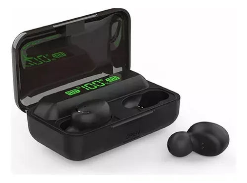 Audífonos in-ear gamer inalámbricos TWS F9-5 BTH-F9-5 negro con luz verde LED