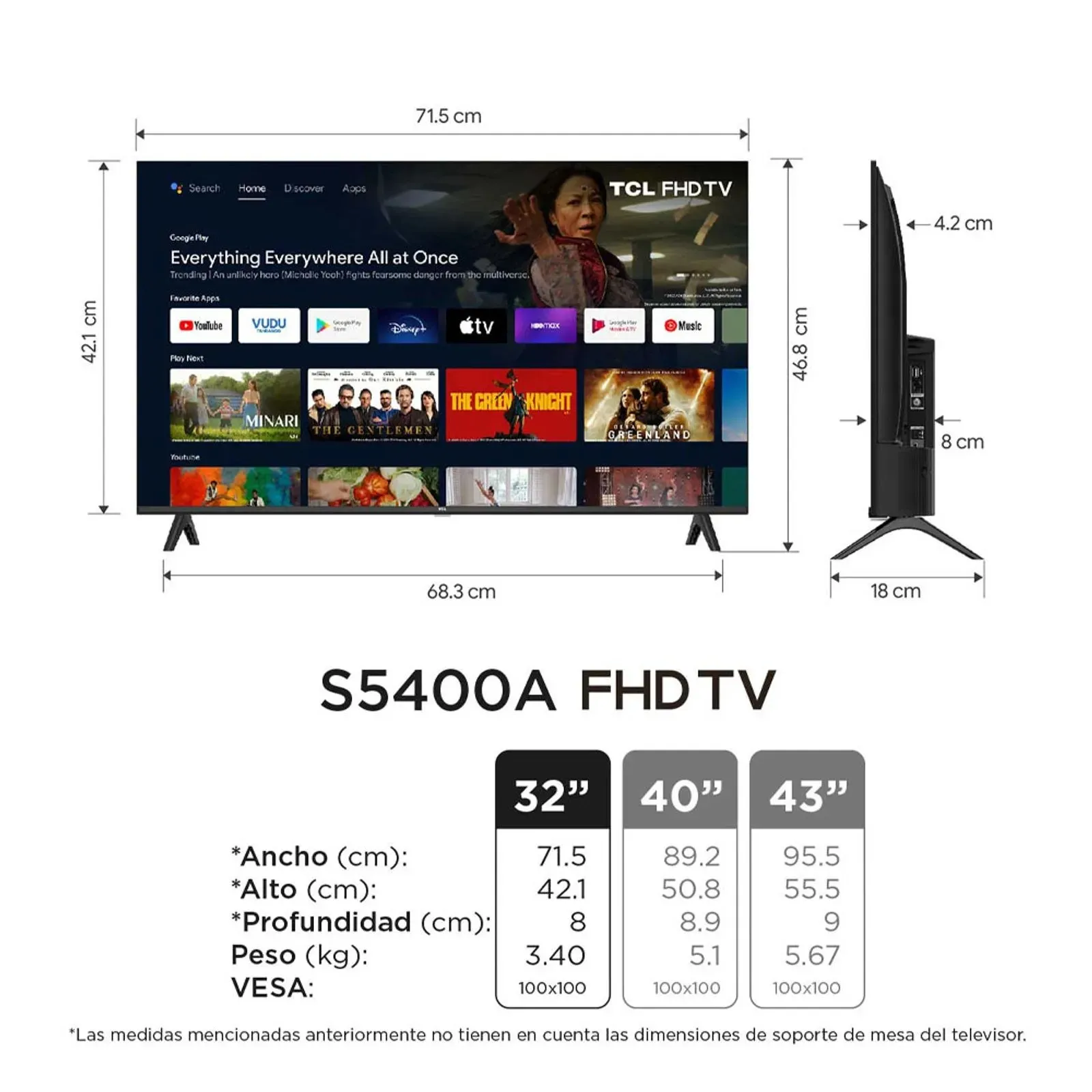 Smarttv Tcl Única Fullhd 32 Androidtv+comandovoz+bluetooth