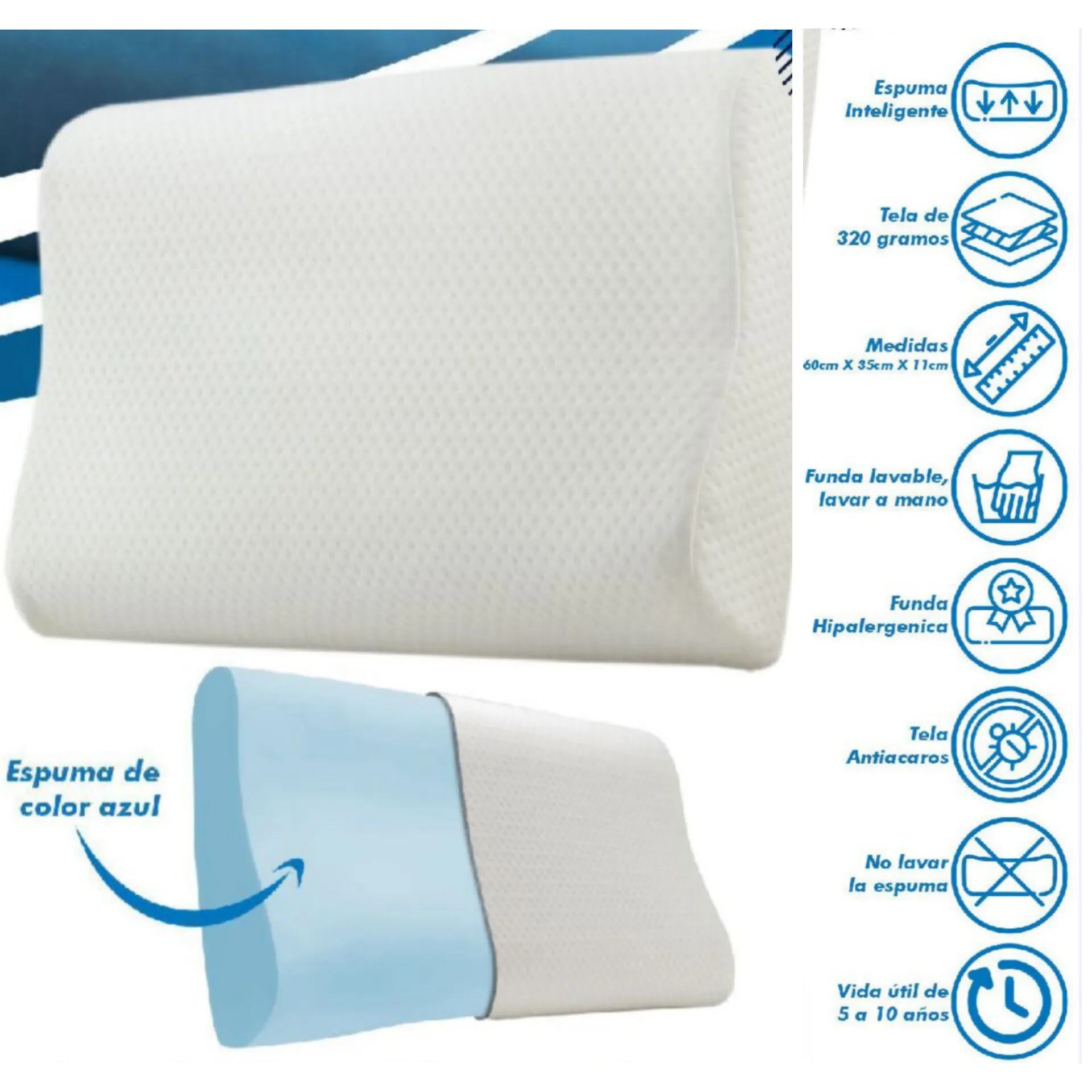 Almohada Cervical Espuma Con Memoria