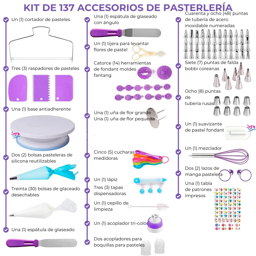 Kit Pasteleria Juego Decoracion Tortas Ponques X137 Piezas