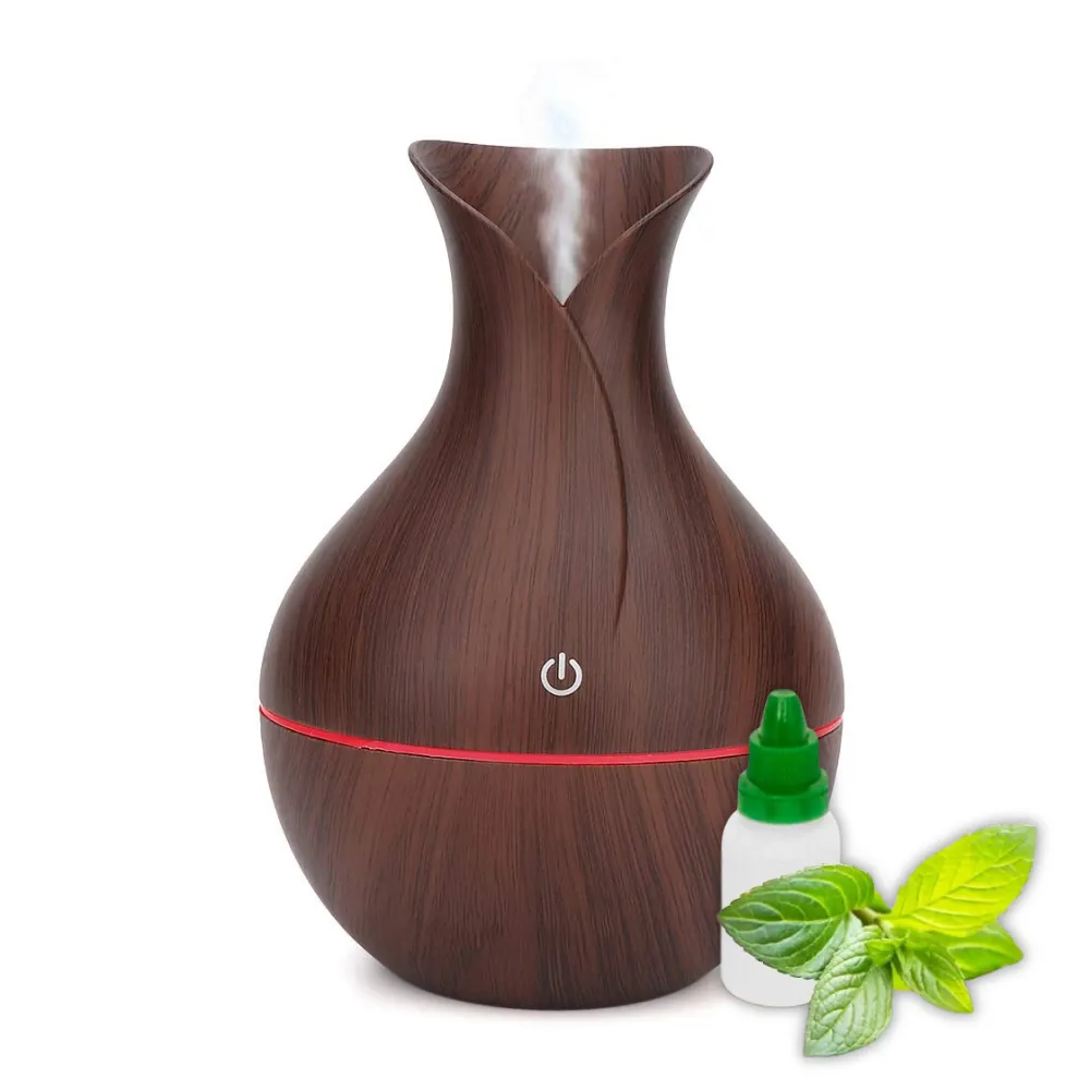 Humidificador Jarrón Led + Esencia Difusor De Aromas 7 Colores