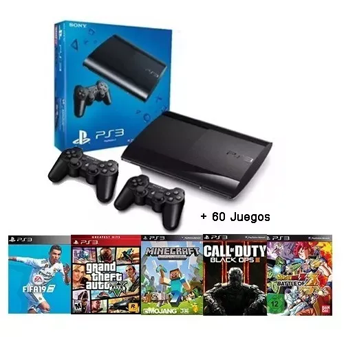 Playstation 3 Super Slim 500 Gb. 2 Controles. 40 juegos