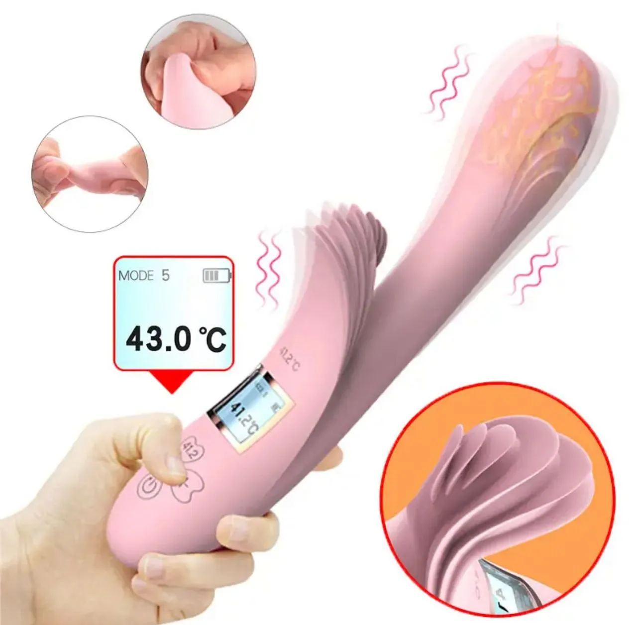  Vibrador Doble Estimuacion Con Calefaccion De Alta Gama Con Pantalla Led Doble Estimulo