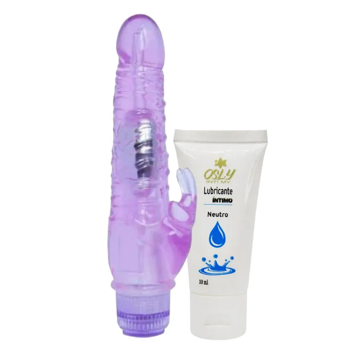 Vibrador Crystal Rabbit Doble Estimulacion  + Lubricante Neutro A Base De Agua Osly Intimy 30 Ml