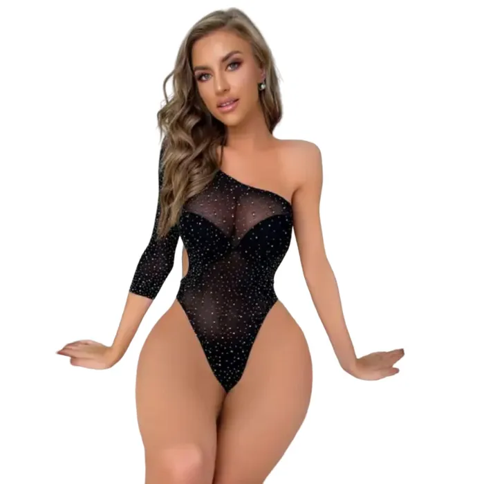 Lenceria Malla Vestido Body Brillante Sexy Atractivo Flexible Fety