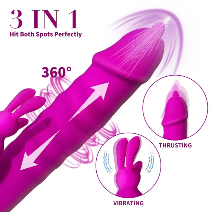 Vibrador Doble Estimulacion De Lujo Con Calefaccion, Lengua Y Rotacion 360°