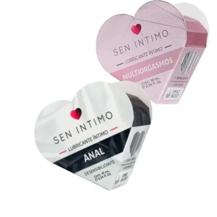 Lubricante Sen Intimo Anal En Corazón X 10ml + Lubricante Sen Intimo Multiorgasmos En Corazóz X 10ml