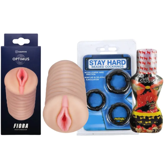 Masturbador Masculino Vagina Ultra Realista Fiora + Anillos Retardantes Para Pene + Aceite Comestible Caliente Para Sexo Oral Sex Love 37 Ml