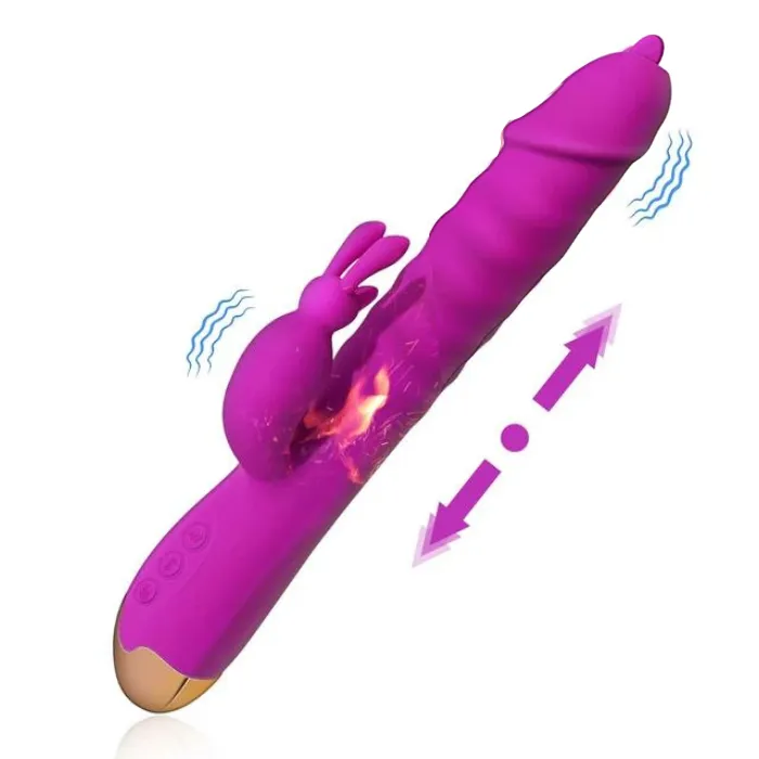 Vibrador Doble Estimulacion De Lujo Con Calefaccion, Lengua Y Rotacion 360°