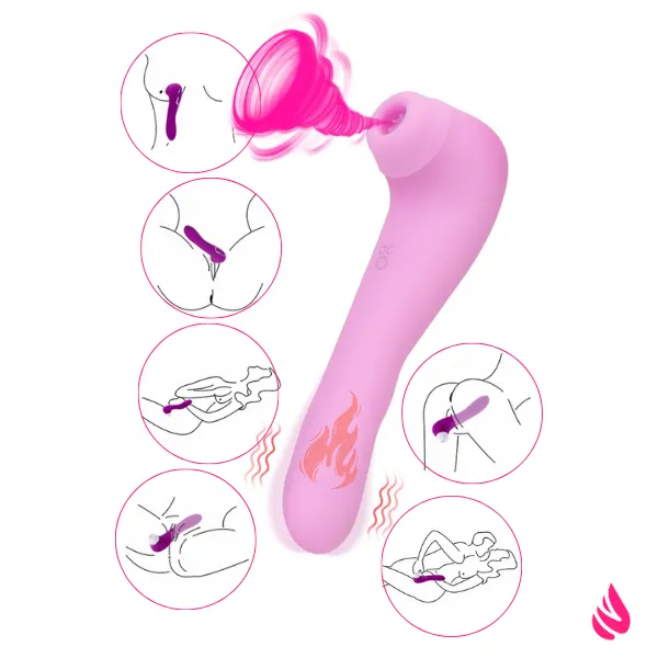 Vibrador Succionador De Clitoris 2 En 1 Con Calefacción Y Potente Motor 