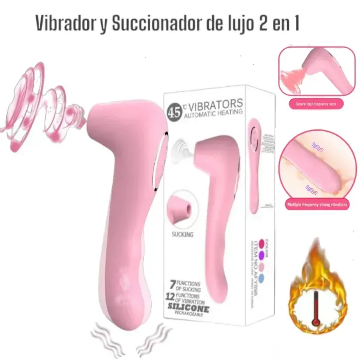 Vibrador Succionador De Clitoris 2 En 1 Con Calefacción Y Potente Motor 