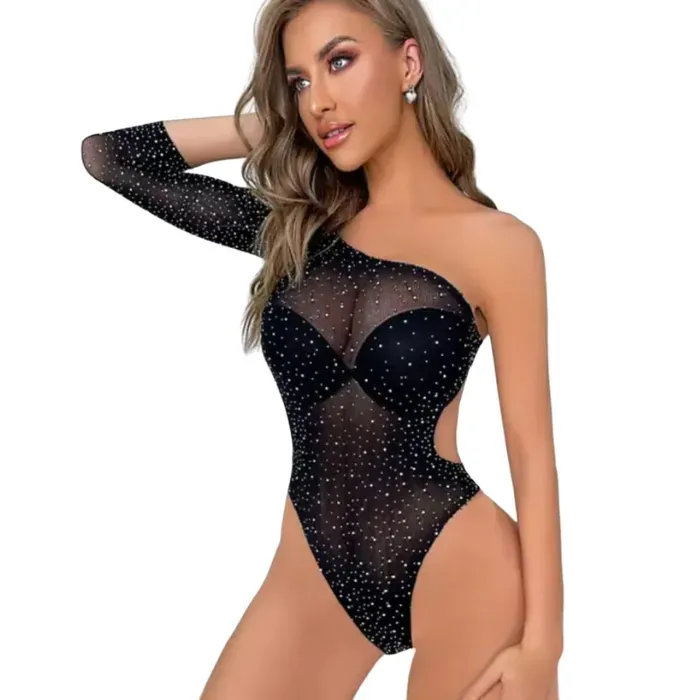 Lenceria Malla Vestido Body Brillante Sexy Atractivo Flexible Fety