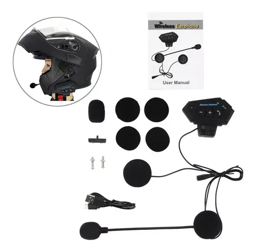 Intercomunicador Para Casco De Moto + Auriculares 