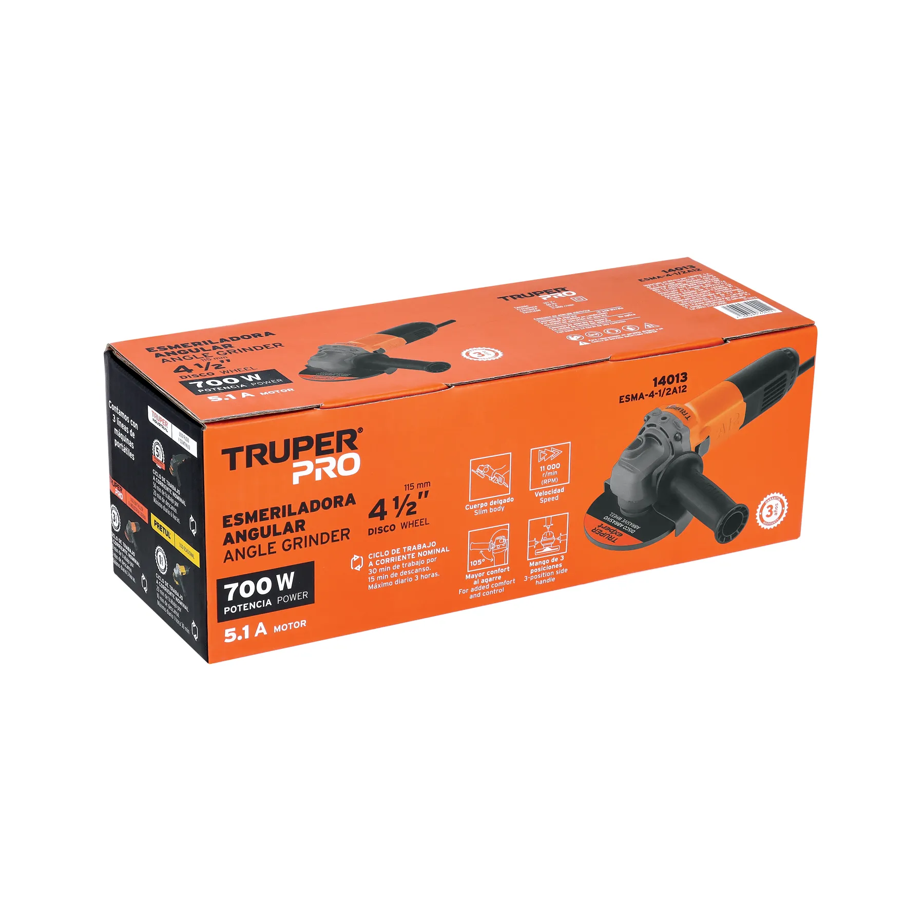 Pulidora Angular 4-1/2" 700 W Marca Truper