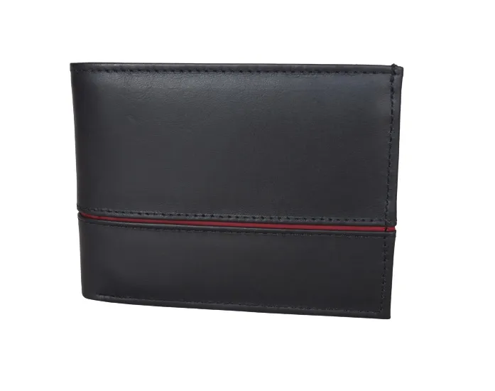 Billetera En Cuero Para Hombre CALZADO GUERREROS JA-026 Negro x Rojo