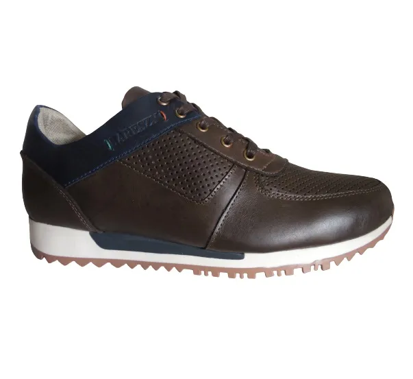 Zapato Deportivo Para Hombre En Cuero CALZADO GUERREROS JCR-394 CAFE X AZUL